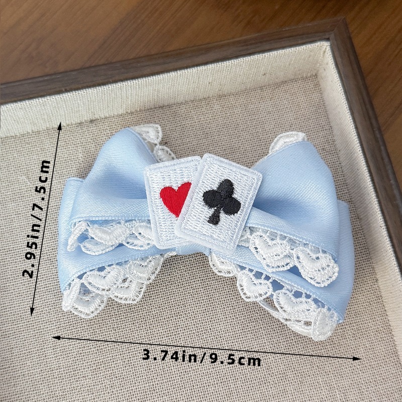 Cute Blue Lace Satin Bow Hair  - Tassel Fringe Trim 评论和价格