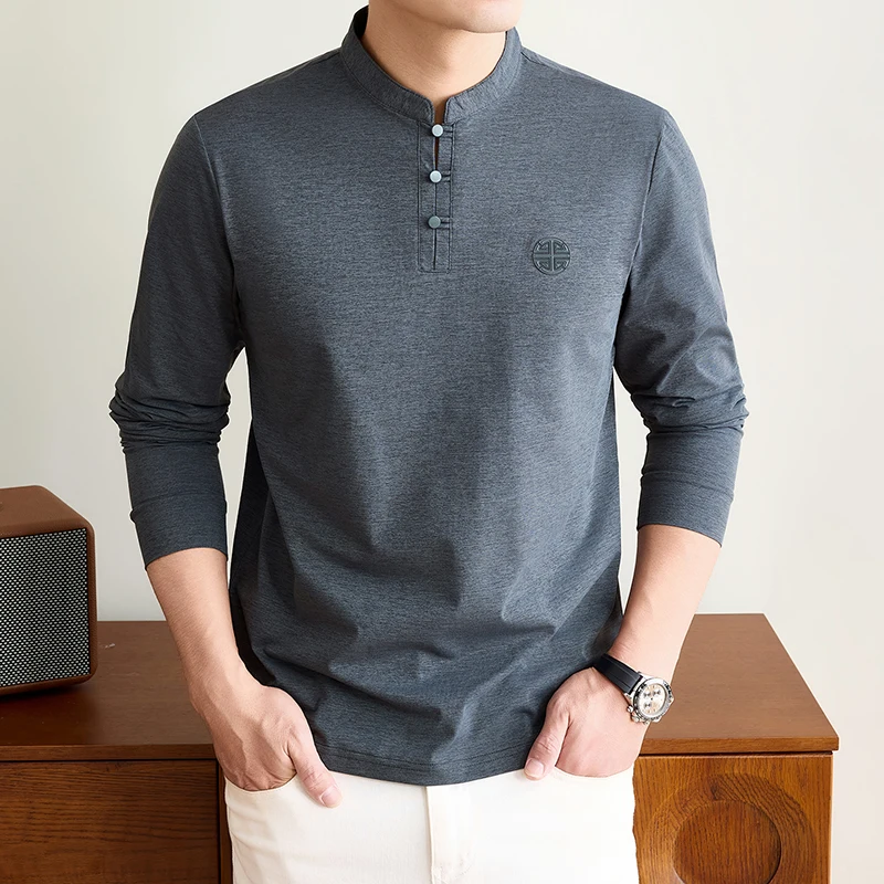 Mens Mandarin Collar Long Slee - Embellish Knit 评论和价格