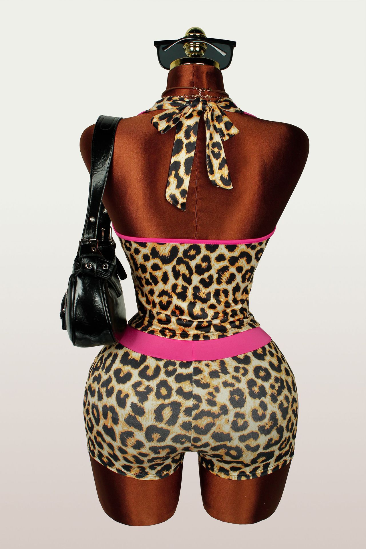 Women 2 Piece Leopard Print Ha - Elastic Lace Trim 评论和价格
