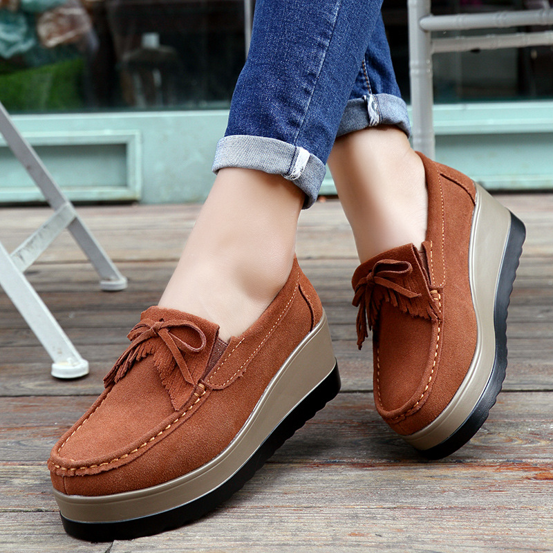 Fashon Green Suede Shoes of Wo - Tassel Fringe Trim 评论和价格