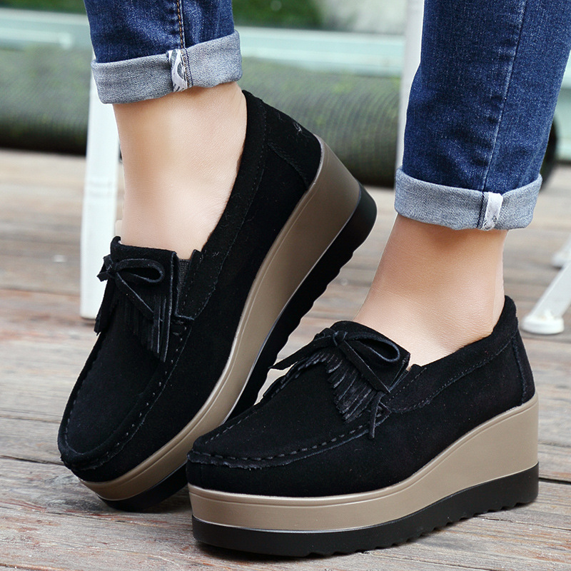 Fashon Green Suede Shoes of Wo - Tassel Fringe Trim 评论和价格
