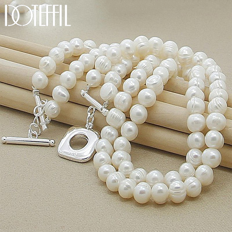 DOTEFFIL 8mm Double White Natu - Pearl Trim Chain 评论和价格