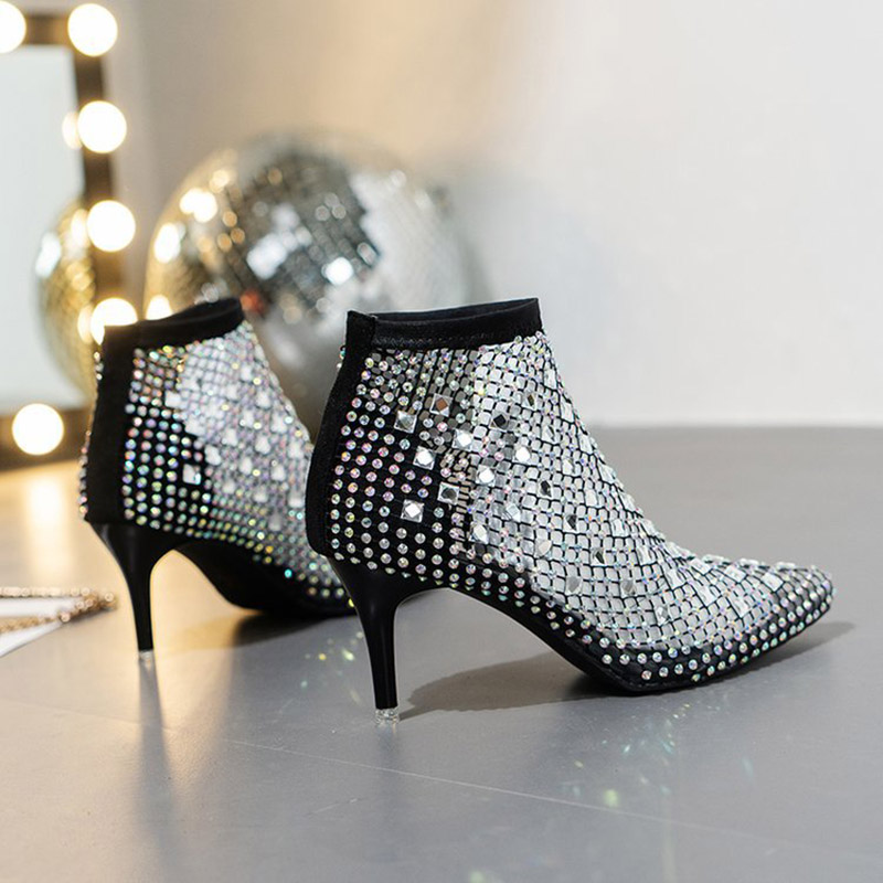2025 Summer Mesh Sandals Boots - Crystal Mesh Fabric 评论和价格
